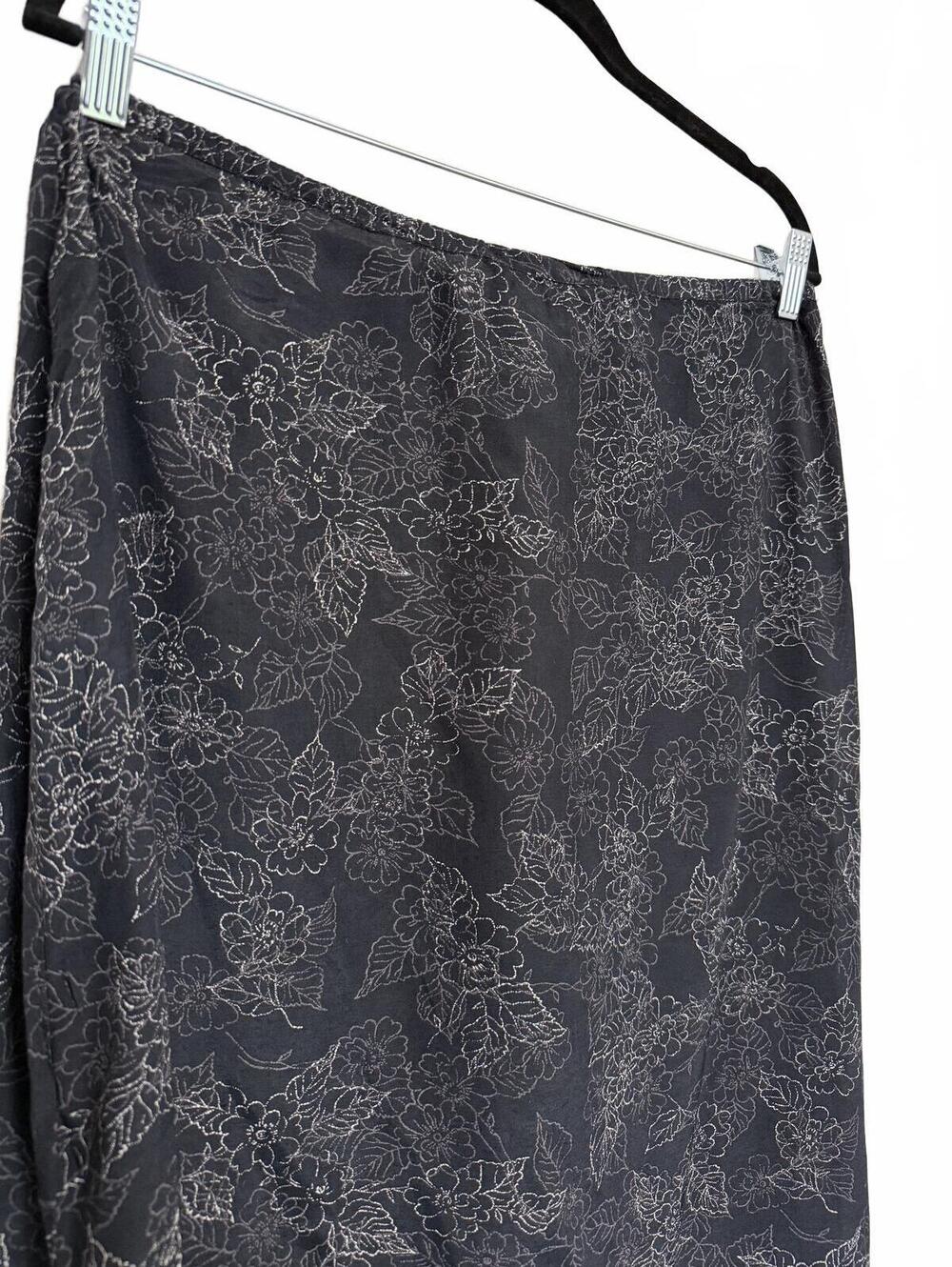 Vintage 90s Cherokee‎ Black Floral Print Midi Skirt